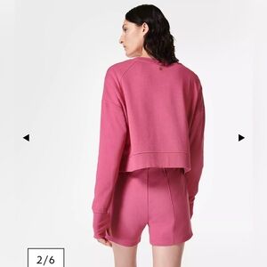 Sweaty Betty Cropped Sweatshirt in Adventure Pink - Size L